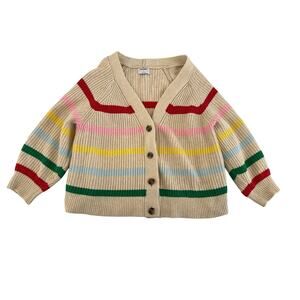 Old Navy Rainbow Striped Knit Cardigan Womens 3X Cottagecore Preppy Academia